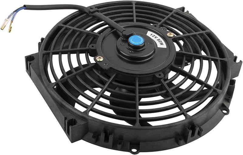WEDOAUTO 10" inch Slim Fan Pull Electric Radiator Cooling 12V 80W High Performance Mount Universal Kit Black Heavy Duty Wide Curved 6 Blades - Image 3